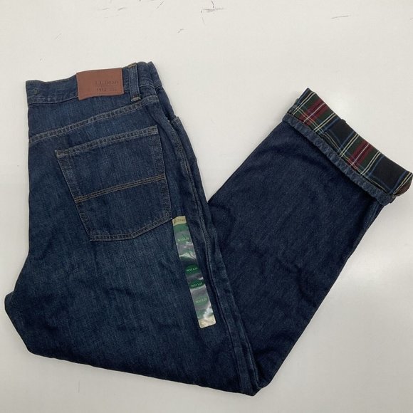 L.L. Bean Jeans Ll Bean Jeans Mens 33x29 Blue Relaxed Fit Plaid